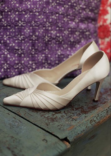 An elegant wedding shoes.