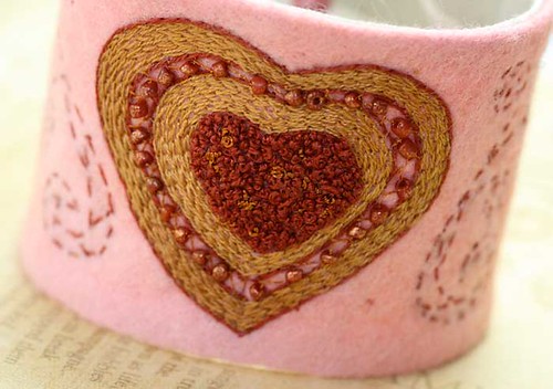 Hand Embroidered Wool Cuff
