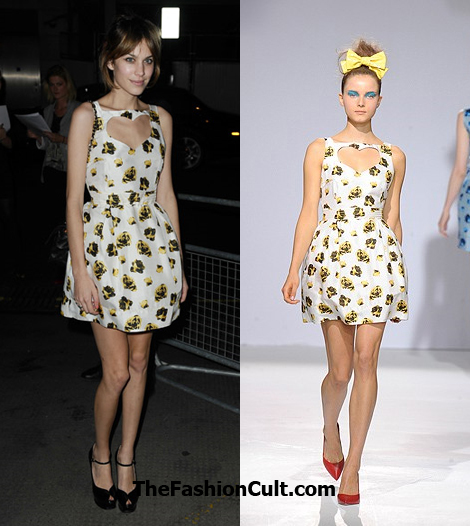 alexa chung wears luella spring 2010 to vogue private dinner london fashion week