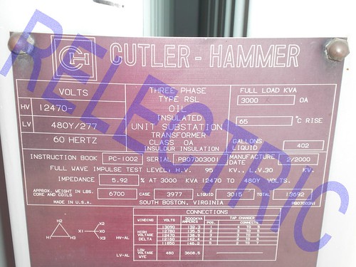 Cutler Hammer name plate data