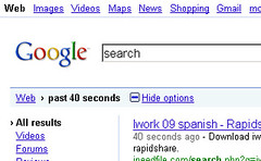 Google real-time search options