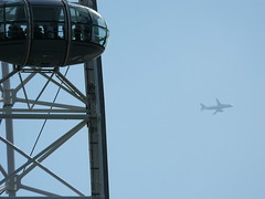 London Eye with airplane