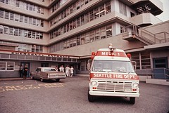 Medic One unit at hospital, 1973