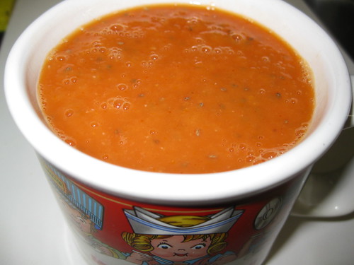 Tomato mango soup with chia seed