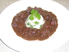 Braised Vension Haunch in Red Wine and Chocolate Sauce