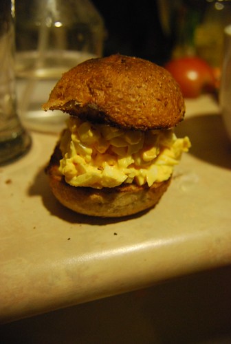 Egg salad on a bun