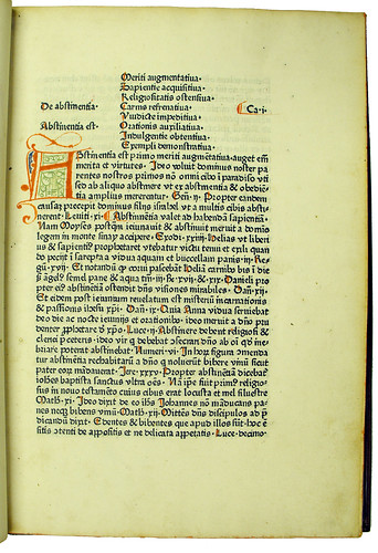 Coloured initial from Bindo de Senis: Aureum Bibliae Repertorium sive Aurea Biblia