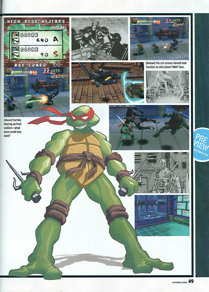 Nintendo Power - OCTOBER 2009 // { "TMNT : ARCADE ATTACK" Preview  } pg.48 - 49 ii  