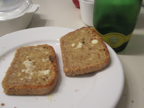 Buttered toasts and Perrier