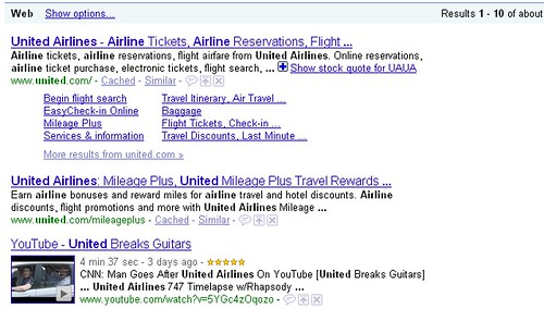 United Breaks Guitars - Google Search Results For United - 071009