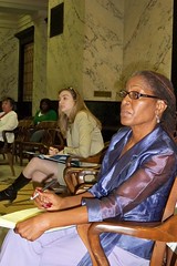 Ellen listens attentively at Task Force Hearing