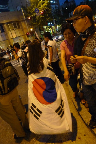 Girl wearing Korean flag