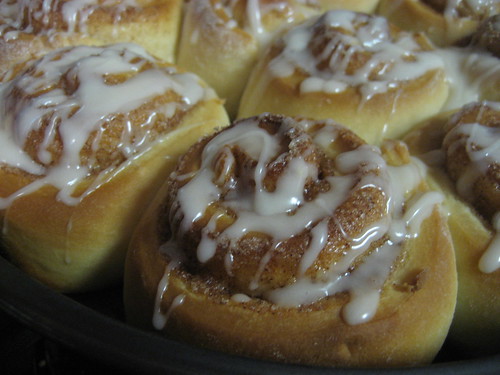 Rolls with icing drizzled