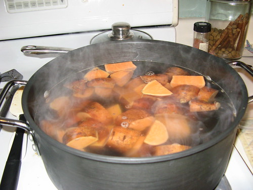 big pot of sweet potatoes