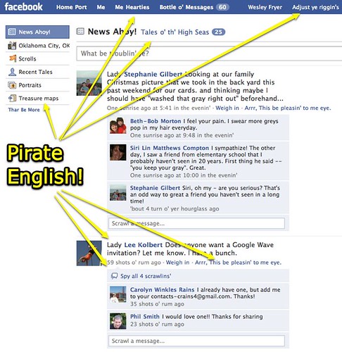 Facebook with Pirate English