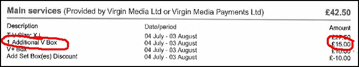 Virgin media box ripoff. Thanks for over-charging me!