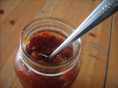 Tomato Preserves in Jar from Top
