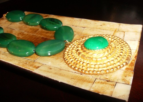 Upcycled Dyed Green Quartz Necklace