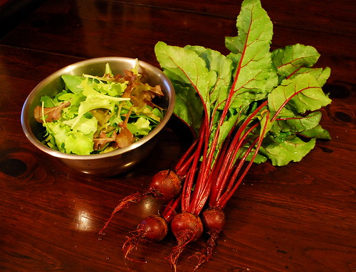 beets and mesclun