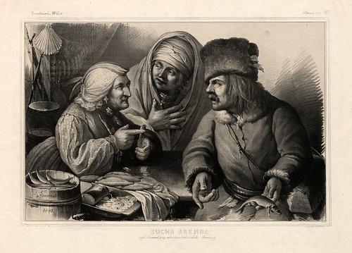 012-Venta de pescado seco-Varsovia 1841-Album de dibujos de Varsovia- Piwarski