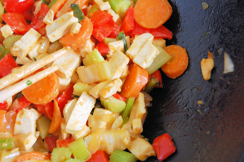 wok-sauteed tofu and vegetables.