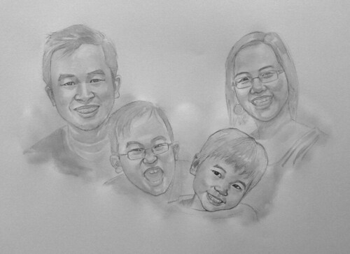 my family portraits in black & white watercolour - 1