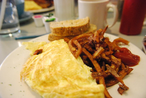 Goat cheese omelette with frites and toast @ Baked Expectations