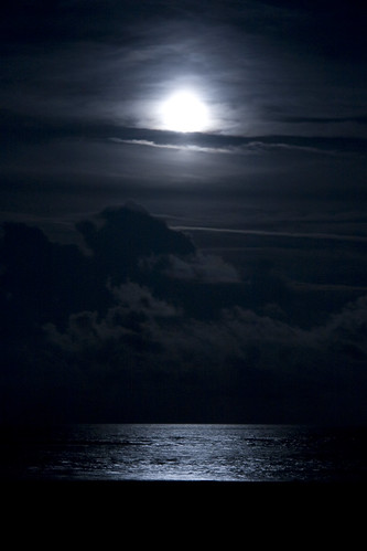 full moon on the ocean