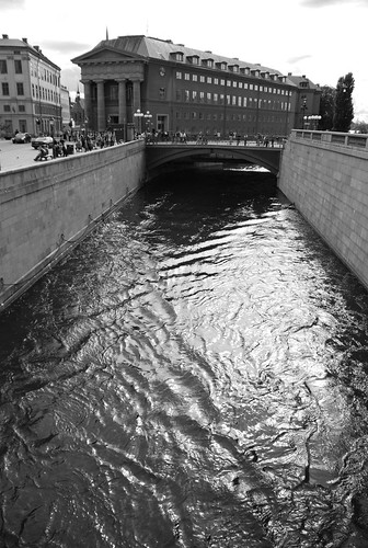 Water outside the Swedish parliament building