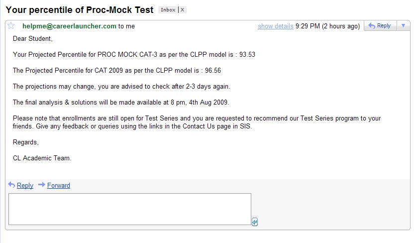 CL Proc mock 3 Percentile Predictor