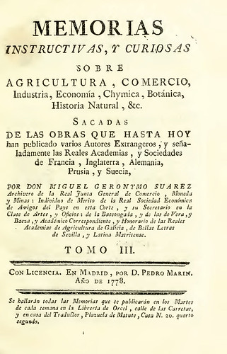 001a--Memorias instructivas, y curiosas sobre agricultura, comercio, industria.. Tomo III