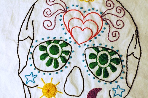 Dia de Los Muertos Sugar Skull Embroidery