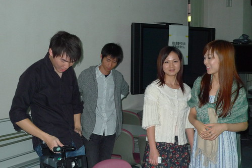 Kong, Yang Yang, Ko-san, Zhu Dan on the set of Stardust Memories