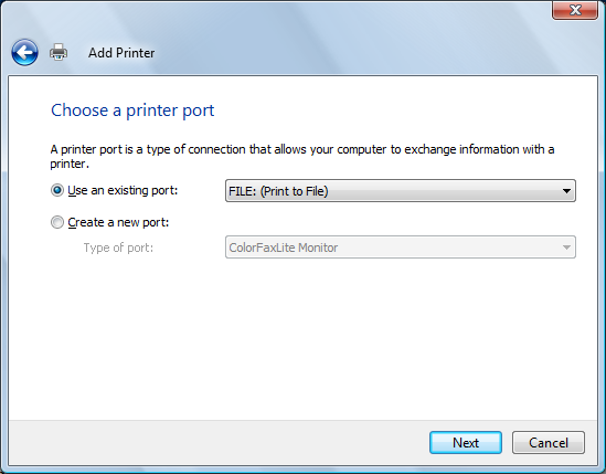 Choose a printer port