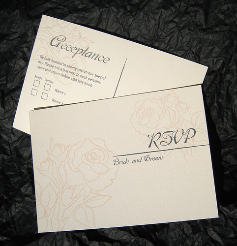 Wedding Stationary RSVP Postcard Each RSVP card included a stamp and the 