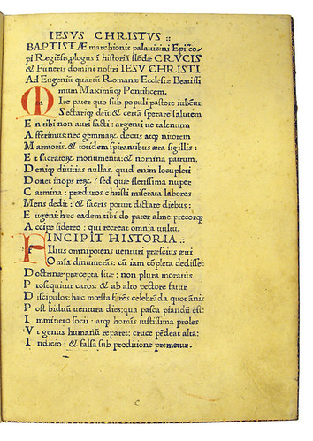 Coloured initials in prologue from Pallavicinus, Baptista: Historia flendae crucis et funeris Jesu Christi
