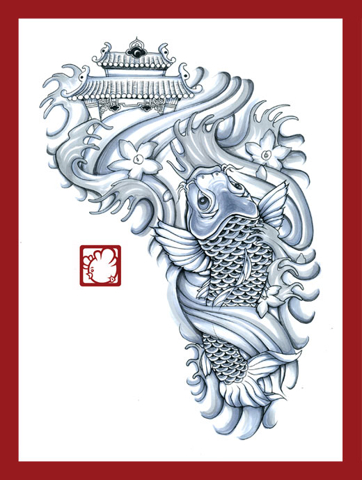 tattoo commission /traditional Japanese wave style influenced / 2009