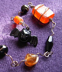 Orange Bat Dangle - a beaded Halloween decoration