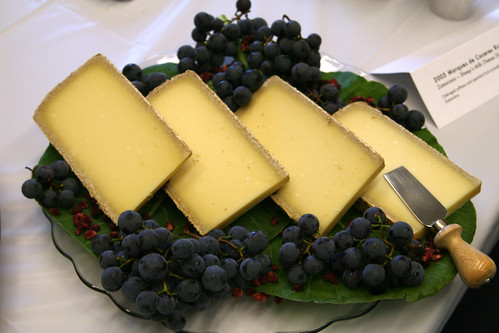Cheese and concord grapes