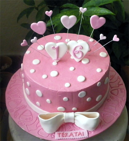 happy birthday cake 16. Pink Sweet 16 Birthday Cake