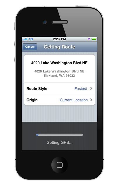 TELENAV GPS Plus Getting Route Screen