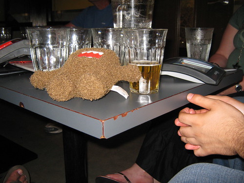 Domo-kun had a little too much to drink.