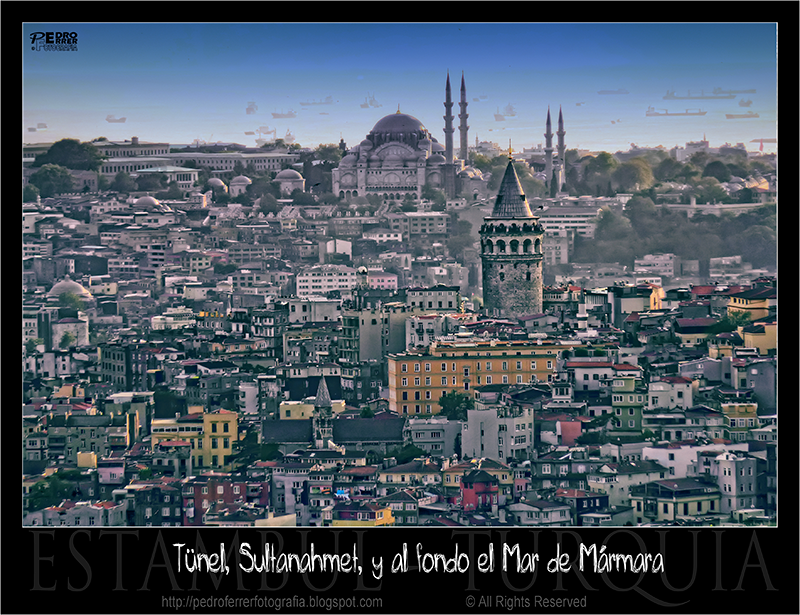 Tünel, Sultanahmet y Mar de Mármara desde el Hotel Mármara Taksim
