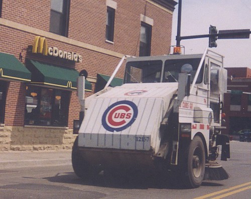 A City of Chicago Department of Streets and Sanitation Elgin Pelican street sweeper vechicle on West Fullerton Avenue near North Halsted Street. Chicago Illinois. September 2002. by Eddie from Chicago