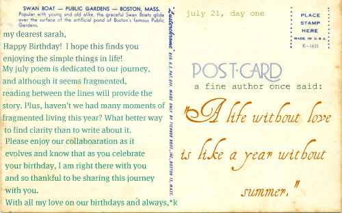 postcard from *k to *s on her birthday!