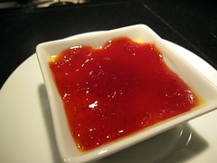 prelude to staplehouse - sweet corn custard with homemade strawberry jam