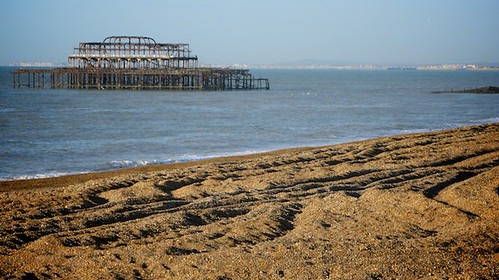 Brighton beach on a cold bright day