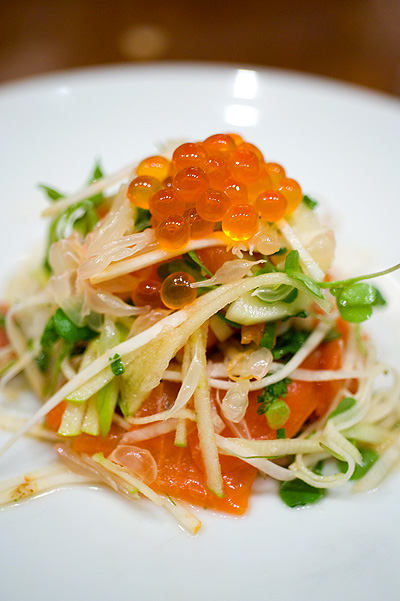 Chef Christine Manfield's Woodbridge smoked sea trout, smoked eel and pomelo salad, Four Seasons Bangkok's World Gourmet Festival