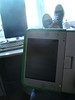 My XO, my feet, my window, my IBM keyboard and my awesome monitor