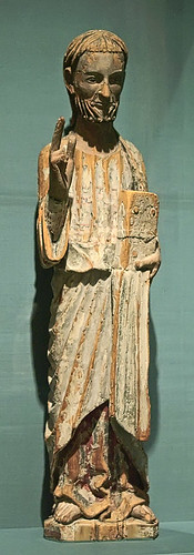 Painted wood statue, "Blessing Christ", Spanish, late 13th or early 14th century, at the Saint Louis Art Museum, in Saint Louis, Missouri, USA